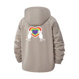 Cat Rainbow Heart Unisex Full-Zip Printed Waterproof Hooded Windbreaker