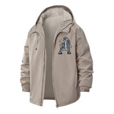 Roller Skating Cat Unisex Full-Zip Printed Waterproof Hooded Windbreaker