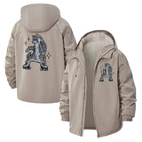 Roller Skating Cat Unisex Full-Zip Printed Waterproof Hooded Windbreaker