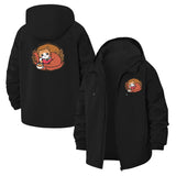 Cozy Cat with Coffee Unisex Full-Zip Printed Waterproof Hooded Windbreaker