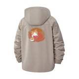 Cozy Cat with Coffee Unisex Full-Zip Printed Waterproof Hooded Windbreaker