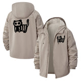 Skeleton Cat Unisex Full-Zip Printed Waterproof Hooded Windbreaker