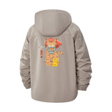 Samurai Cat Unisex Full-Zip Printed Waterproof Hooded Windbreaker