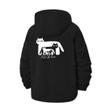 Abstract Cat Illustration Unisex Full-Zip Printed Waterproof Hooded Windbreaker