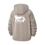 Abstract Cat Illustration Unisex Full-Zip Printed Waterproof Hooded Windbreaker