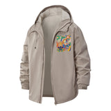Psychedelic Abstract Art Unisex Full-Zip Printed Waterproof Hooded Windbreaker