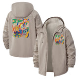 Psychedelic Abstract Art Unisex Full-Zip Printed Waterproof Hooded Windbreaker