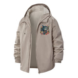 Floral Cat Unisex Full-Zip Printed Waterproof Hooded Windbreaker