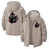 Cat Reading Book Unisex Full-Zip Printed Waterproof Hooded Windbreaker