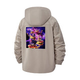 Neon Pizza Galaxy Unisex Full-Zip Printed Waterproof Hooded Windbreaker