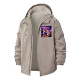 Neon Pizza Galaxy Unisex Full-Zip Printed Waterproof Hooded Windbreaker