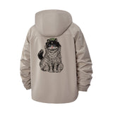 Cool Cat Graphic Unisex Full-Zip Printed Waterproof Hooded Windbreaker