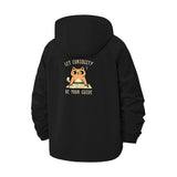 Curious Cat Unisex Full-Zip Printed Waterproof Hooded Windbreaker