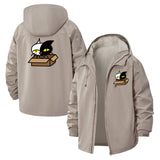Cat in Box Unisex Full-Zip Printed Waterproof Hooded Windbreaker