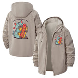 Cute Cat With Hot Dog Unisex Full-Zip Printed Waterproof Hooded Windbreaker