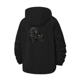 Moonlit Black Cat Unisex Full-Zip Printed Waterproof Hooded Windbreaker