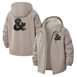 Moonlit Black Cat Unisex Full-Zip Printed Waterproof Hooded Windbreaker