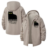 Cat Piano Unisex Full-Zip Printed Waterproof Hooded Windbreaker