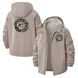 Botanical Mushroom Wreath Unisex Full-Zip Printed Waterproof Hooded Windbreaker