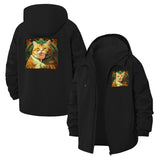 Whimsical Cat With Lollipop Unisex Full-Zip Printed Waterproof Hooded Windbreaker