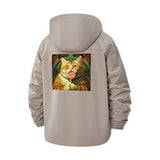 Whimsical Cat With Lollipop Unisex Full-Zip Printed Waterproof Hooded Windbreaker
