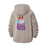 Cat Lover Motif Unisex Full-Zip Printed Waterproof Hooded Windbreaker