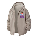 Cat Lover Motif Unisex Full-Zip Printed Waterproof Hooded Windbreaker