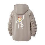 Whimsical Cartoon Cat Unisex Full-Zip Printed Waterproof Hooded Windbreaker