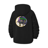 Whimsical Cat Moon Unisex Full-Zip Printed Waterproof Hooded Windbreaker
