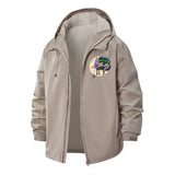 Whimsical Cat Moon Unisex Full-Zip Printed Waterproof Hooded Windbreaker