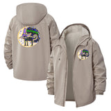 Whimsical Cat Moon Unisex Full-Zip Printed Waterproof Hooded Windbreaker