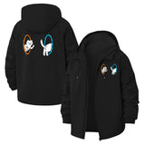 Portal Cat Unisex Full-Zip Printed Waterproof Hooded Windbreaker