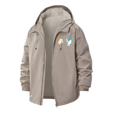 Portal Cat Unisex Full-Zip Printed Waterproof Hooded Windbreaker