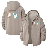 Portal Cat Unisex Full-Zip Printed Waterproof Hooded Windbreaker