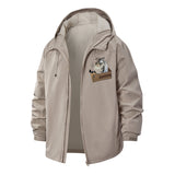 Playful Cat in Box Unisex Full-Zip Printed Waterproof Hooded Windbreaker