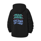 Childfree Cat Lady Unisex Full-Zip Printed Waterproof Hooded Windbreaker