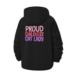 Proud Childless Cat Lady Unisex Full-Zip Printed Waterproof Hooded Windbreaker