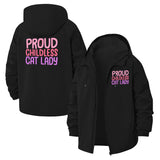 Proud Childless Cat Lady Unisex Full-Zip Printed Waterproof Hooded Windbreaker