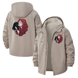 Cat Lover Artwork Unisex Full-Zip Printed Waterproof Hooded Windbreaker