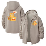 Grumpy Cat in Box Unisex Full-Zip Printed Waterproof Hooded Windbreaker