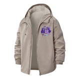 Cute Cat and Paw Print Unisex Full-Zip Printed Waterproof Hooded Windbreaker