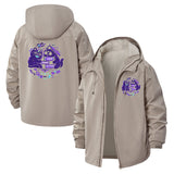Cute Cat and Paw Print Unisex Full-Zip Printed Waterproof Hooded Windbreaker