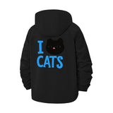 I Love Cats Unisex Full-Zip Printed Waterproof Hooded Windbreaker