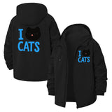 I Love Cats Unisex Full-Zip Printed Waterproof Hooded Windbreaker