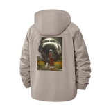 Surreal Astronaut Encounter Unisex Full-Zip Printed Waterproof Hooded Windbreaker