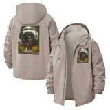 Surreal Astronaut Encounter Unisex Full-Zip Printed Waterproof Hooded Windbreaker