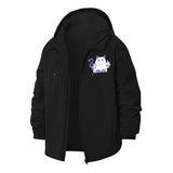 Cute Ghost Cat Unisex Full-Zip Printed Waterproof Hooded Windbreaker