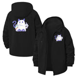 Cute Ghost Cat Unisex Full-Zip Printed Waterproof Hooded Windbreaker