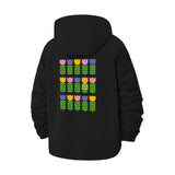 Geometric Tulip Grid Unisex Full-Zip Printed Waterproof Hooded Windbreaker