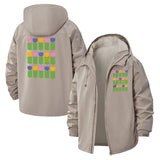 Geometric Tulip Grid Unisex Full-Zip Printed Waterproof Hooded Windbreaker